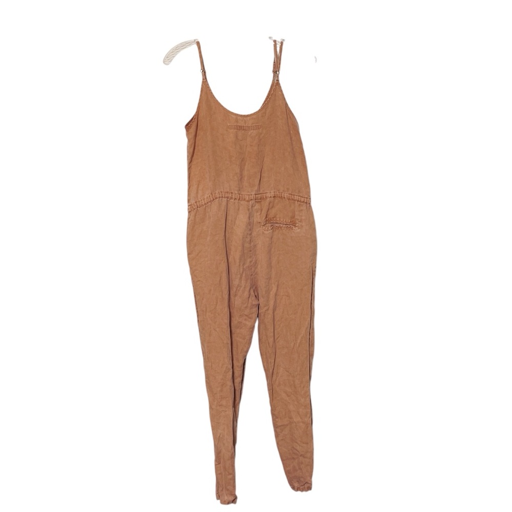 Enza Costa Distressed French Linen Overalls Size 0 TerracottaFall Soft … - Picture 2 of 5